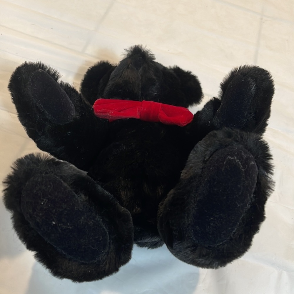 Vermont Teddy Bear Plush Black with Red Bow 16" fully jointed arms legs head USA - Picture 5 of 8